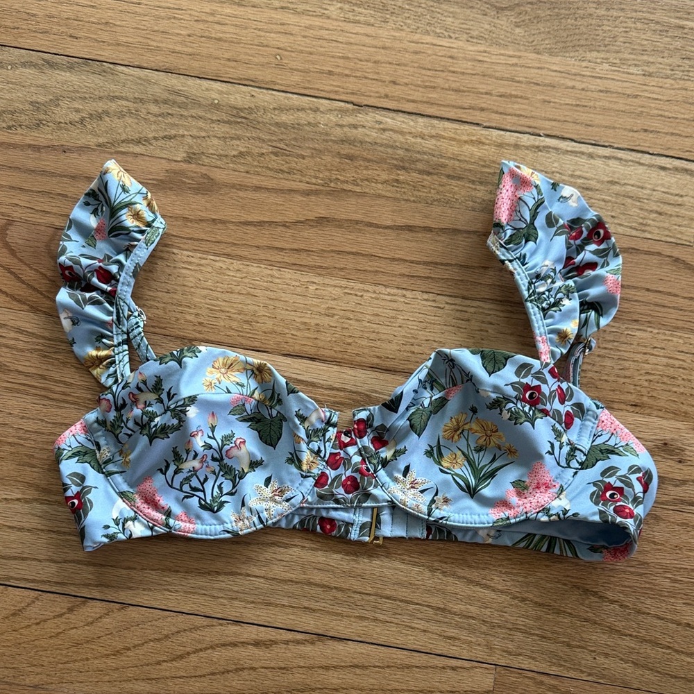 Agua by Agua Bendita Light Blue Floral Bikini Top